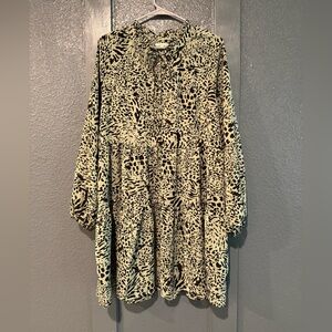 Jodifl Green/Black Animal Print Tiered Ruffle Dress Size Medium